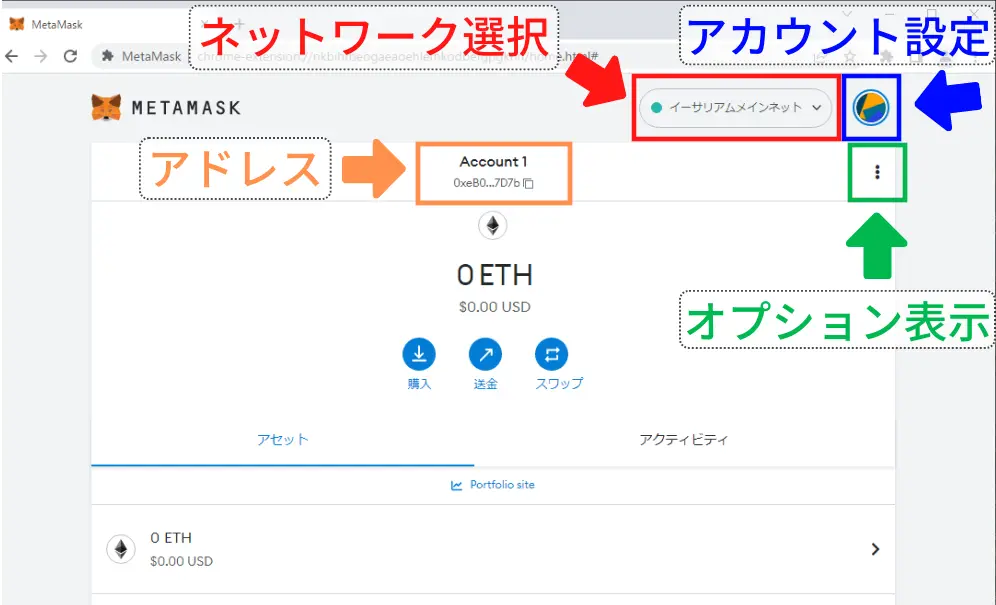 メタマスク_トップ画面